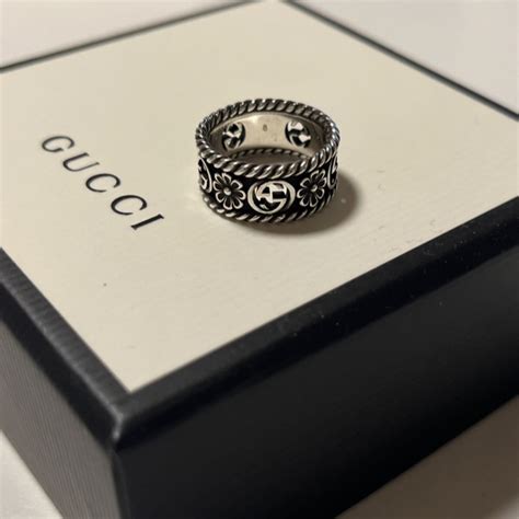 gucci silver ring ebay|Gucci sterling silver rings.